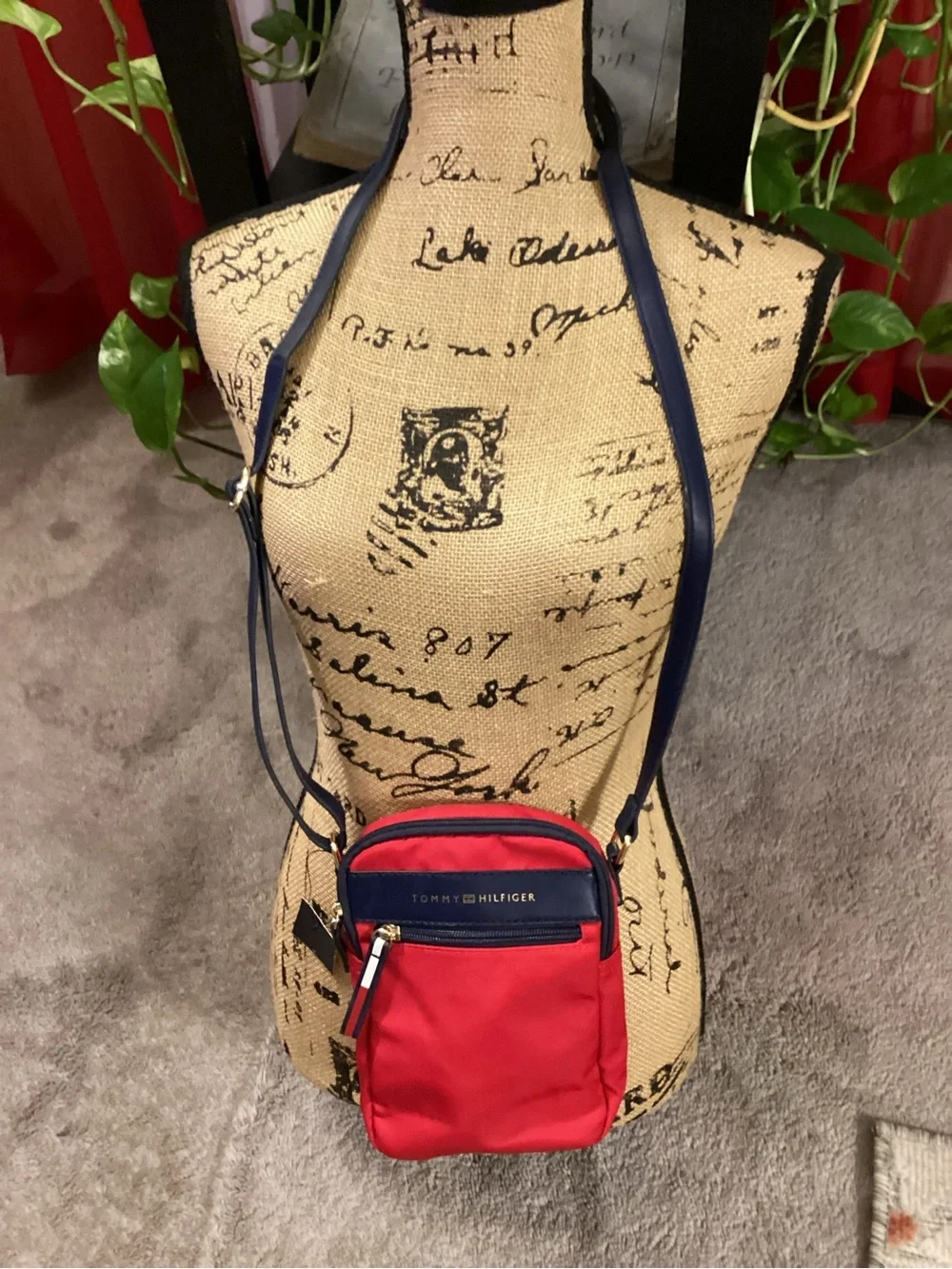 Tommy Hilfiger Red and Navy Crossbody Phone Pouch